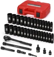 MIXPOWER 38-Piece 1/2-Inch Drive Deep Impact Socket Master Set with 10" Ratchet