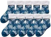 [Jaksairos] Women's Fuzzy Slipper Socks 5/10 Packs Coral Fleece Socks Winter Thickened Thermal Ski Socks High Leg Towel Socks
