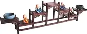 Redwood Antique Shelf Small Duobao Pavilion Chicken Wing Wood Tea Set Rack Solid Wood Rack teapot Rack Display Rack Ornaments,69x7.5x18cm