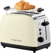 [Russell Hobbs] Toaster Two Slices, Colors Plus Stainless Steel Cream, Extra Wide Bread Trays, Including Heating Grate, 6 Roasting Settings, Lift & Watch Function, 1600W, 26551-56