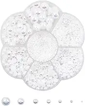 5600Pcs Half-Round Pearl, BetterJonny 7 Sizes 2/3/4/5/6/8/10mm Flat Back Resin Pearls White Half Round Imitation Pearl in a Plastic Box for Jewelry DIY Craft Making
