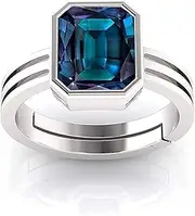 [Ayush Gems] Certified Unheated Untreatet 8.00 Ratti 7.00 Carat A+ Quality Natural Alexandrite Ring Silver Plated for Women's and Men's {GGTL Lab - Certified}, Silver Plated, Alexandrite, Silver Plated,