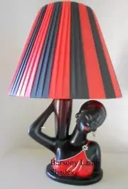 PLASTIC RIBBON BUCKET SHAPED RED & BLACK "MED" LAMPSHADE for BARSONY LADY LAMP