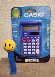 CASIO 8 Digit Handheld Calculator SL-450S Elementary Math Blue Solar Battery NOS