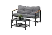Livsip 2 Seater Outdoor Sofa Set With Side Table Black