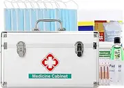 Medical Storage Box,with Two Safety Locks,Family Emergency Kit Storage Box W Detachable Tray,Easy to Classify,Easy to Find,Easy to Store,Used in Homes,Offices,Community Service Centers,14in