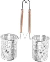 Cabilock 2pcs Mesh Pasta Strainer Stainless Steel Pasta Basket Fine Mesh Colander with Long Handle