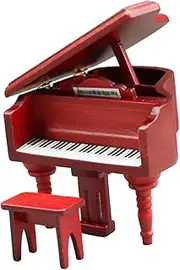 TOYANDONA 1:12 Scale Mini Wooden Piano Dollhouse Piano Model for Micro-Scene Decoration Creative DIY Toy Set for Boys and Girls
