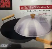 Joyce Chen Professional Series 14" Carbon Steel Excalibur Nonstick Wok 10-Piece