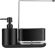 Dish Soap Dispenser Kitchen Set, 5-in-1 Kitchen Cleaning Tool Organizer, Detachable Hand and Dish Soap Dispenser Set with Sponge Holder&Towel Holder, Kitchen Sink Countertop Storage Organize
