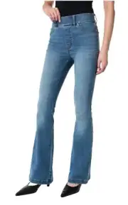 Spanx Jeans Women's Flare Size XL Vintage Indigo Blue Pull On Stretch