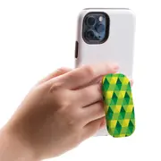 Kickstand Grip AddOn, Universal Phone Holder, Green And Yellow Triangles