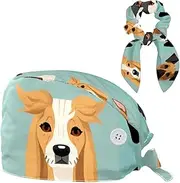 [YTYVAGT] Scrub Caps Women,Scrub Hats Suitable for Women,Animal Dog Face Cartoon