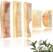 TASHKURST Neem Wooden Comb | Hair comb set combo for Women & Men | Kachi Neem wood Comb Kangi hair comb set for women | Wooden Comb for women hair growth |Kanghi for Hair (Pack of 5 Combs)