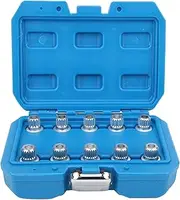 Lug Nut Remover, Wheel Lock Nut Removal Set, 10Pcs Wheel Locking Lug Nut Key Set Remover Installation Anti‑Theft Kit for Removing Bolts, Nuts & Screws