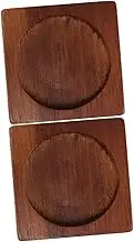 HOMOBABE 2pc Wooden Sauce Bottle Tray Salt Pepper Grinder Base for Kitchen Counter Display St