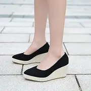 [DMBHY] Womens Platform Espadrilles Pumps Close Pointed Toe Wedge Sandals Slip On Casual Shoes (Color : Blue, Size : 39 EU)