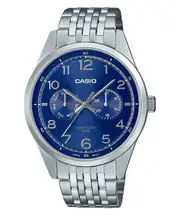 Casio MTP-E340D-2AV Stainless Steel Blue Dial Day/Date Quartz Analog Mens Watch