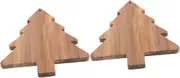 Garneck 2pcs Christmas Tree Shaped Serving Boards Wooden Cutting Boards Snack Trays Decorative Home Tableware Set