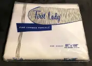 Vintage First Lady Fine Combed Percale Flat Sheet Double Bed 81x108 White Cotton