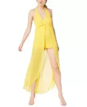 Material Girl Juniors' Halter Romper with Sheer Overlay Maxi Skirt,Size-XS