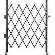 Adjustable Folding Security Gate with Lock and Casters, 37"W x 48"H