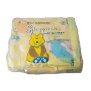 Vtg Cannon Sleepytime Baby Blanket Bunny Chick Design Yellow Nylon Binding NOS
