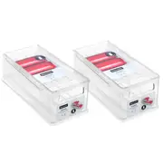2x Boxsweden Crystal 2 Tier Refrigerator Caddy Organiser Storage Can Holder 37cm