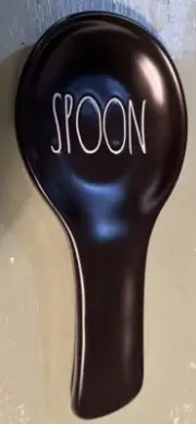 Rae Dunn "Spoon” Black White Ceramic Spoon Rest Trivet Hard to Find B863