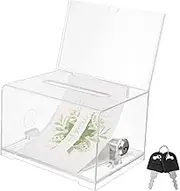 TEMPNAP Box Box Acrylic Card Storage Box with Lock Jar for Donations Secure Collection Box for Fundraising Raffles for Offices Events Weddings More
