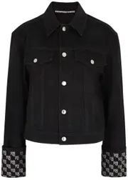 Alexander Wang Logo-embellished Denim Jacket - Black - L (UK14 / L) L (UK14 / L)