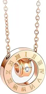 Gold Necklace for Women,Steel Necklace with Roman Numerals for Women | Diamond Encrusted Necklaces Fashion Jewelry for Women Girls, Xiaoxin