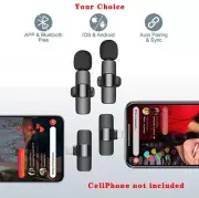 Wireless Lavalier Microphone Mic For iPhone iPad Android Phone Vlog Live Stream