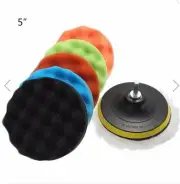 7pcs 5 inch Sponge Polishing Waxing Buffing Pads Kit For Car Polisher Buffer