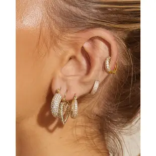 LUV AJ 好萊塢潮牌 金色小圓耳環 簡約鑲鑽耳環 BABY PAVE HUGGIES