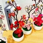 Blossoms Artificial Plum Silk Flower Potted Plants Bonsai Silk Flowers Home