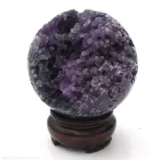 Sphere 75mm Grape Agate 410g Gemstone Crystal Ball Natural Mineral Inc Stand