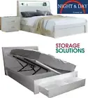 Brand New Hilton chicago 3 piece Double Bedroom Suite Bed 2 Bedside Gloss White