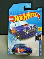 Hot Wheels Morris Mini Blue 2 Door HW Race Team #5/10 Die-Cast 1:64 Scale