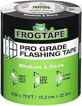 FrogTape Pro Grade Flashing Tape for Windows & Doors, 6 Inch Width - 75 Foot Roll, All Weather & UV Resistant Flashing Tape with Advanced Acrylic Adhesive - 10 mils - Black