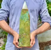 Ruby Fuchsite In Zoisite Crystal Natural Stone Tower Obelisk Quartz 400mm 18LBS