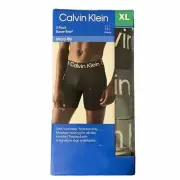 Calvin Klein Men's 3 Pack Microfiber Wicking Boxer Briefs Black Charcoal Grey XL