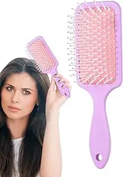 Square Hair Brush - Professional Paddle Brush | Soft Flexible Bristles, Scalp Care, Styling Tool for Women Men Curly Thin Long Short Wet Dry Hair