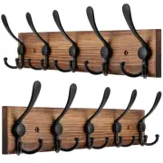 2pcs Coat Rack Wall Mount Wooden Hat Rack for Wall Hooks Pine Real Wood Plank...