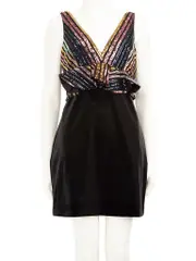 Black Velvet Sequin Panel Dress