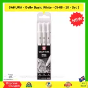 Sakura Gelly Roll Classic White Gel Ink Pen | Fine Medium Bold | 3 Pens NEW AU