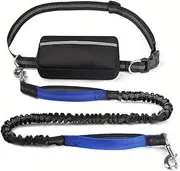 Upliftjoys Dog Leash, Hands Free Dog Leash with Zipper Pouch, Retractable Dogs Leashes for Small＆Large Dogs, Reflective Design,Blue