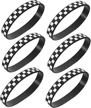 Kisangel Checkered Wristband Set Plaid Pattern Silicone Bracelets Racing Theme Wrist Bands Party Favors for Boys and Girls Adults