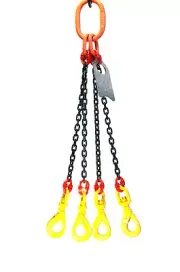 Chain Sling - 5/8" x 6' Quad Leg with Swivel Positive Locking Hooks - Grade 80