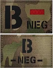 [YOYUMI] Blood Type Patch A- B- AB- O- NEG Camouflage Infrared Reflective Badge Tactical Morale Patch for Backpack Uniform -B-